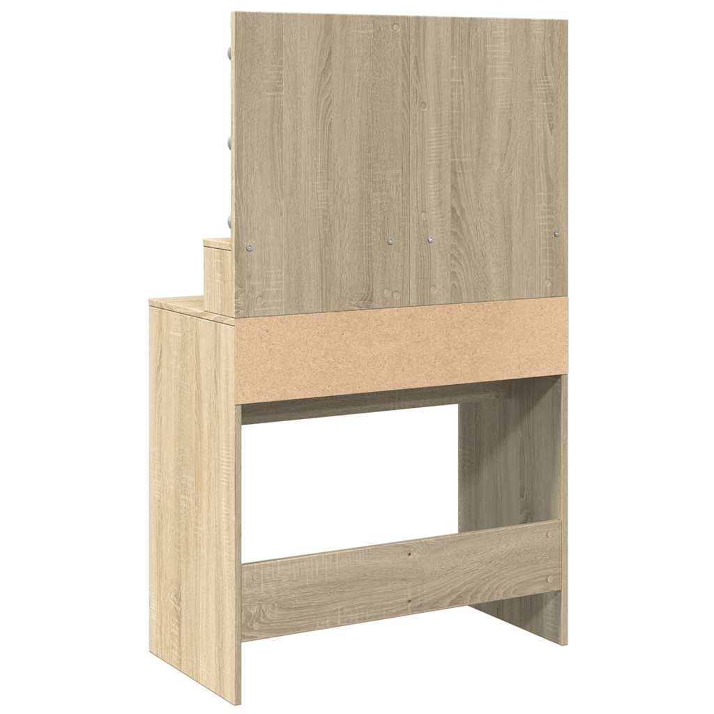 Makeup Table with LED Lighting Sonoma Oak Finish 80 x 41 x 134.5 cm