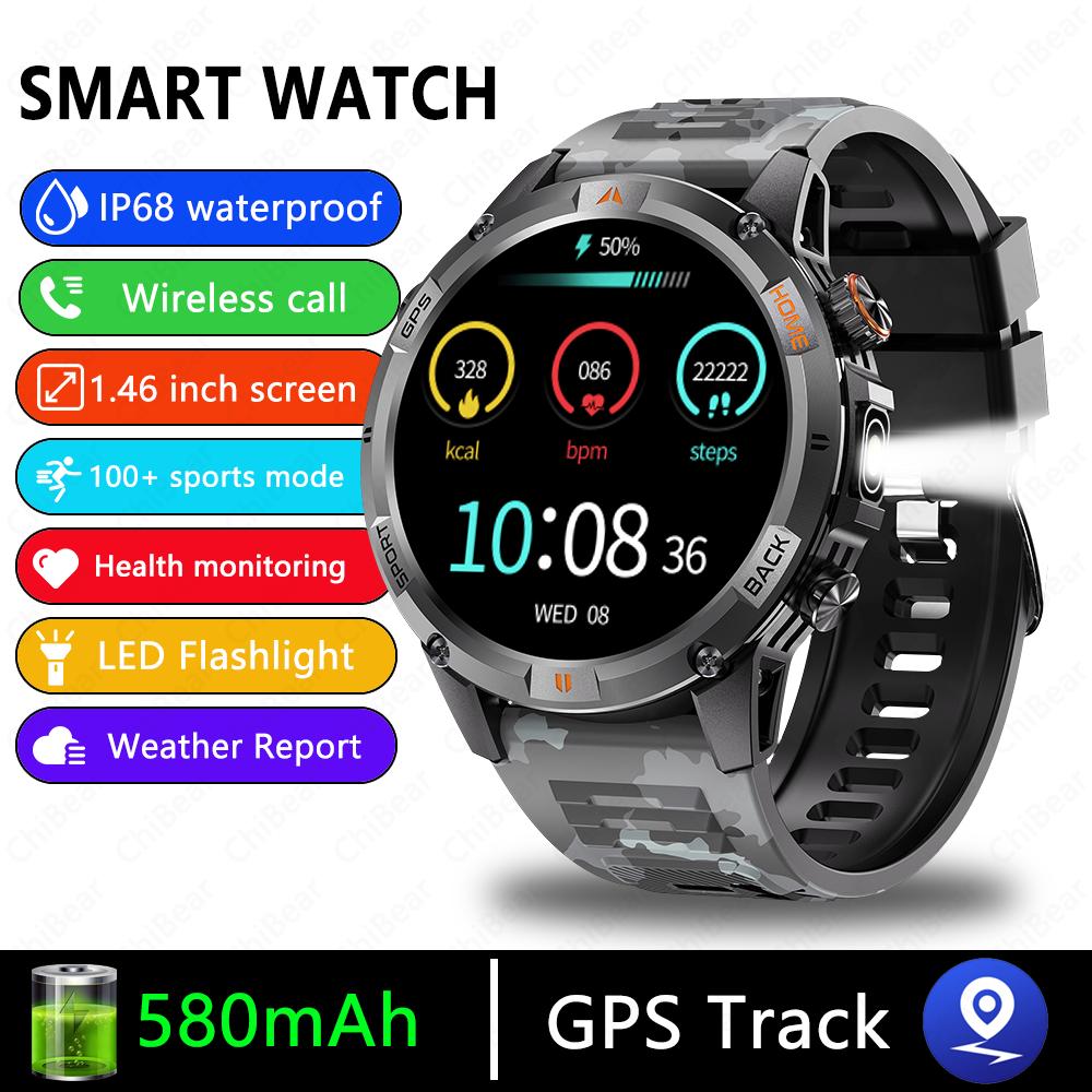 New Professional GPS Sports Smart Watch Outdoor RIDE Run GPS track Swim Watchs Compass 3ATM Sports Bluetooth Call Watch Men