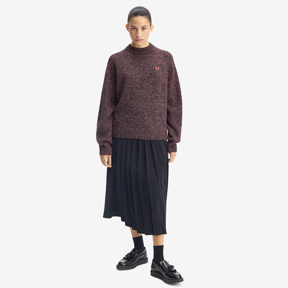FRED PERRY [Womens] Twisted Horse Mock Neck Knit - Flamingo Tan/Anchor Grey/Black Afpf2531133-73A