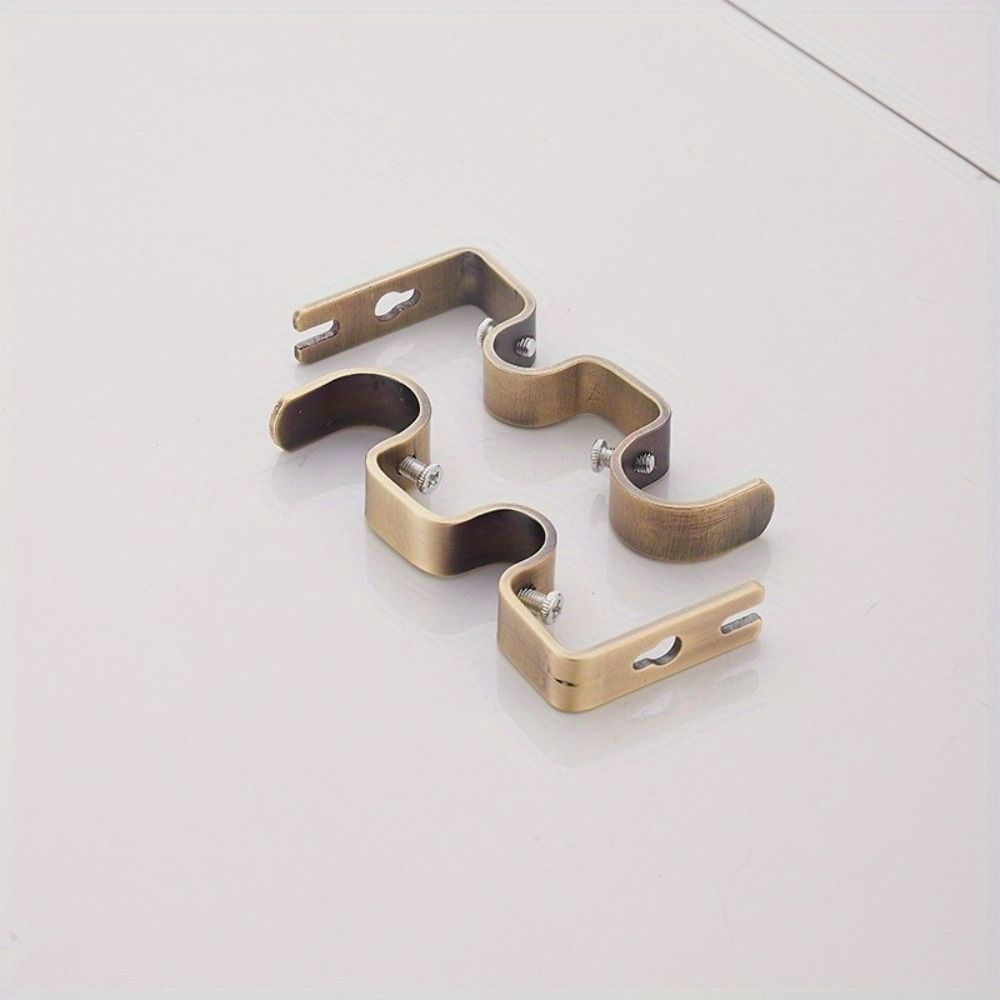 2Pcs Heavy-duty Curtain Rod Brackets Double Rod Double-Layer Hanging Brackets  Home Use