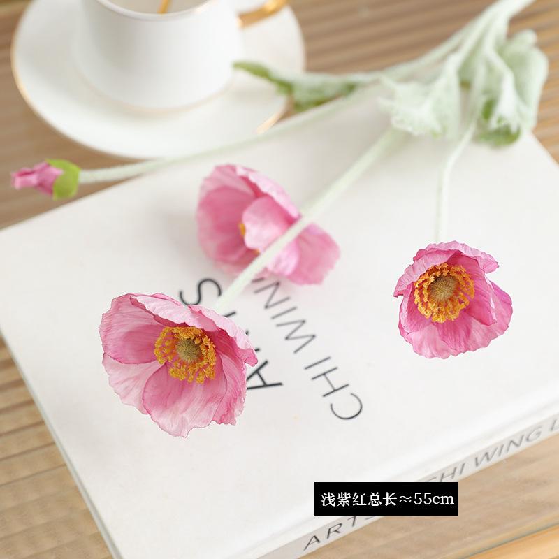 Vintage 4-head poppy poppy office ornament fake flower wedding props