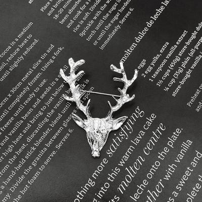 Funny Animal Elk Head Brooch Alloy Clothes Pins Christmas Badge Jewelry Clothes Accessories Deer Metal Brooch Gift