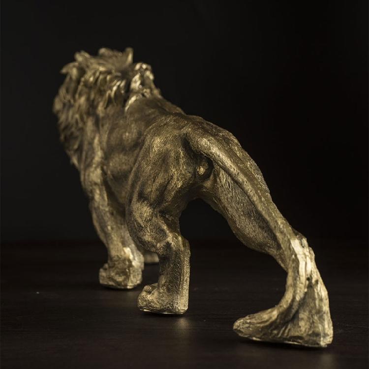 Creative Golden Lion Resin Statue, Animal Model Sculpture, Home Decoration Accessories, Living Room, Office Desktop