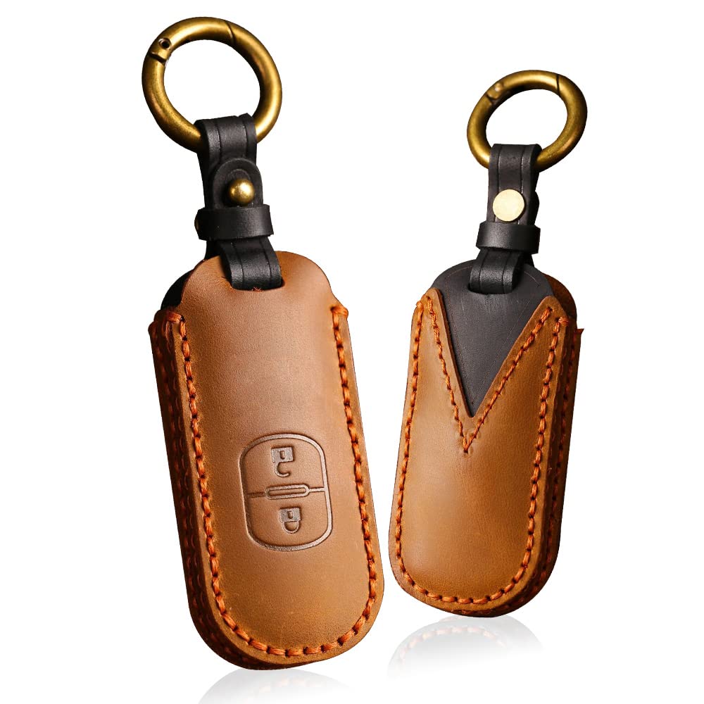 

[ontto] Smart Key Case Keychain for Mazda CX-5 CX-3 CX-8 MPV Axela Axela Sport Axela Sedan etc. Luxury Comfortable Genuine Leather Accessories 2