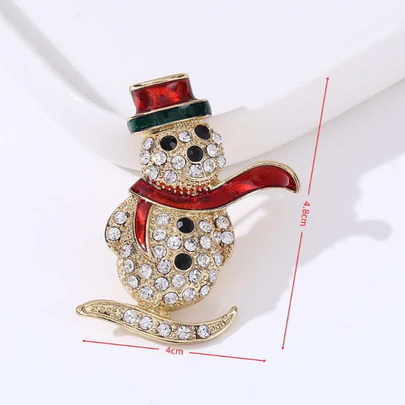 1Pcs Boots Cane Snowman Bell Christmas Tree Wreath Santa Claus Pin Accessories Christmas Sparkling  Brooch Holiday Gift
