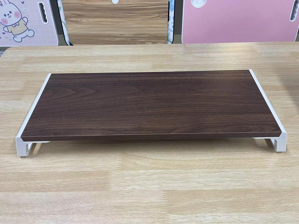 Computer Monitor Stand with USB & Type-C Ports, Keyboard Storage, and Rack.