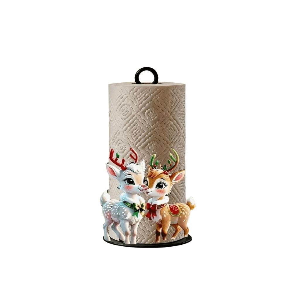 Wooden Base Santa Claus Towel Stand Acrylic Roll Paper Towel Holder Tissue Stand Dining Table