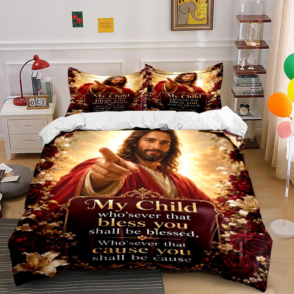 Christian Blessing Inspirational Bedding Set Bedding set (1 duvet cover, 2 pillowcases, duvet not included)