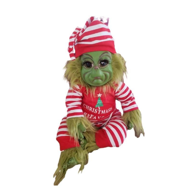 30cm Striped Green Elf Plush Toy For Christmas Gift