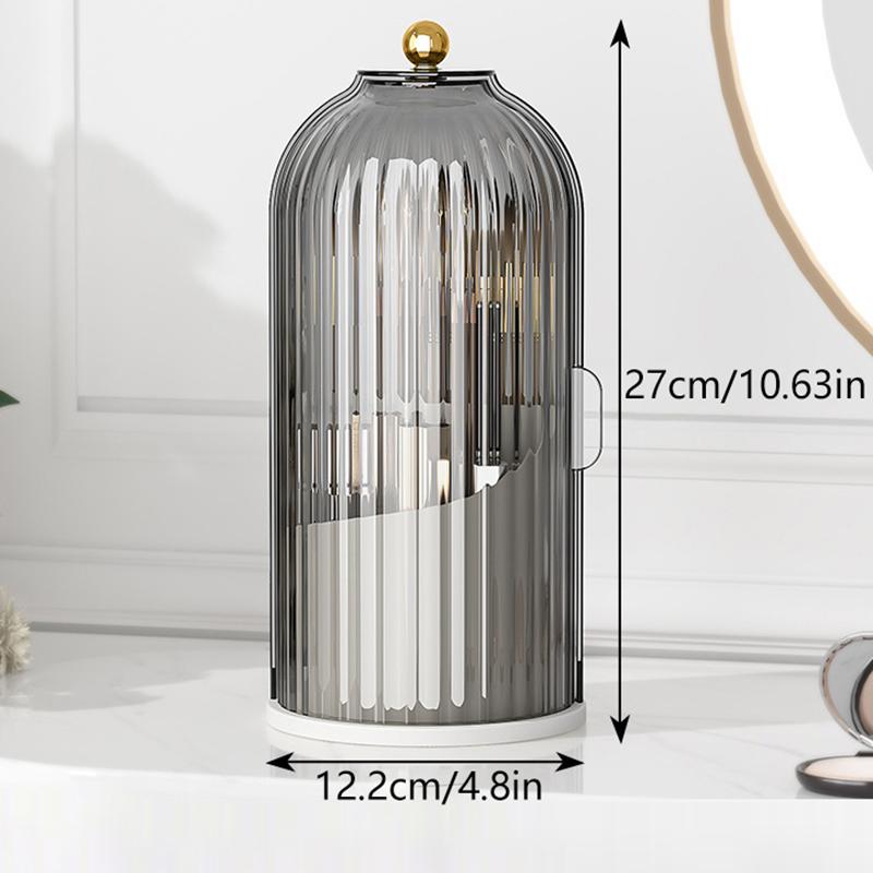 

Вращающийся на 360 градусов держатель для кистей для макияжа с крышкой, роскошный органайзер для косметики, подставка для помады и карандашей для бровей, коробка для хранения теней для век чёрный