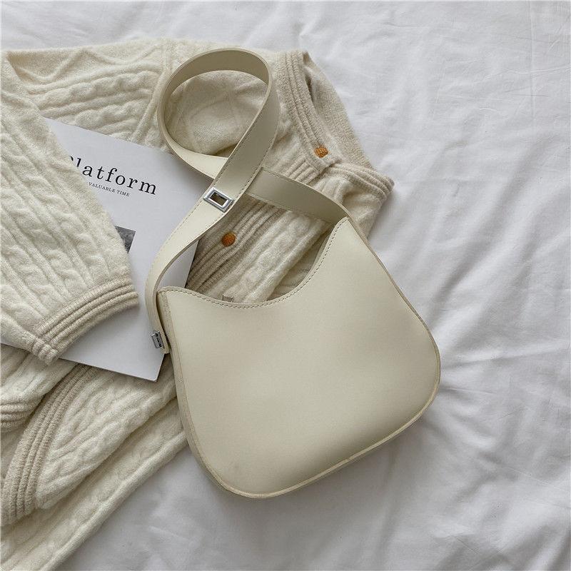 

Сумка через плечо Yogodlns Half-Moon Hobo для женщин из искусственной кожи в стиле ретро, ​​однотонная сумка через плечо 24x6.5x20cm белый