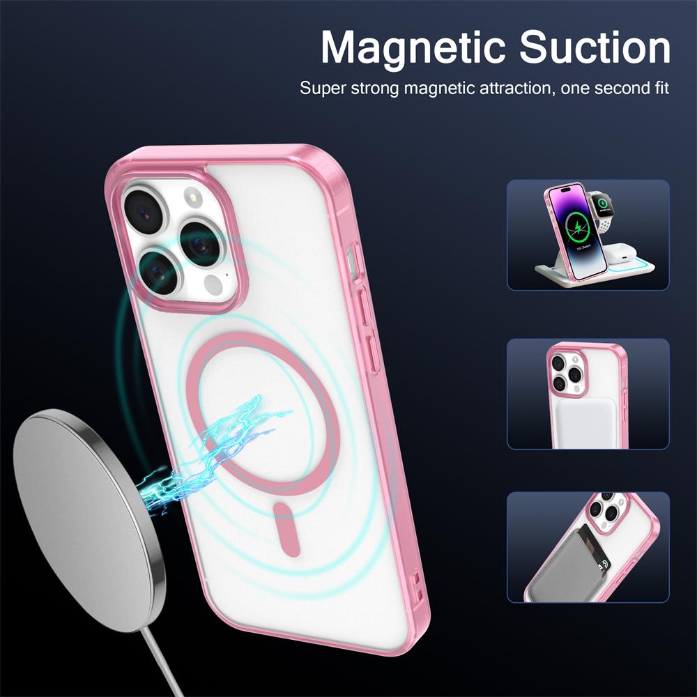 Luxury Wireless Charge Magsafe Phone Case for iPhone 17 16 15 14 13 Pro Max Plus Transparent Magnetic Electroplate Bumper Cover