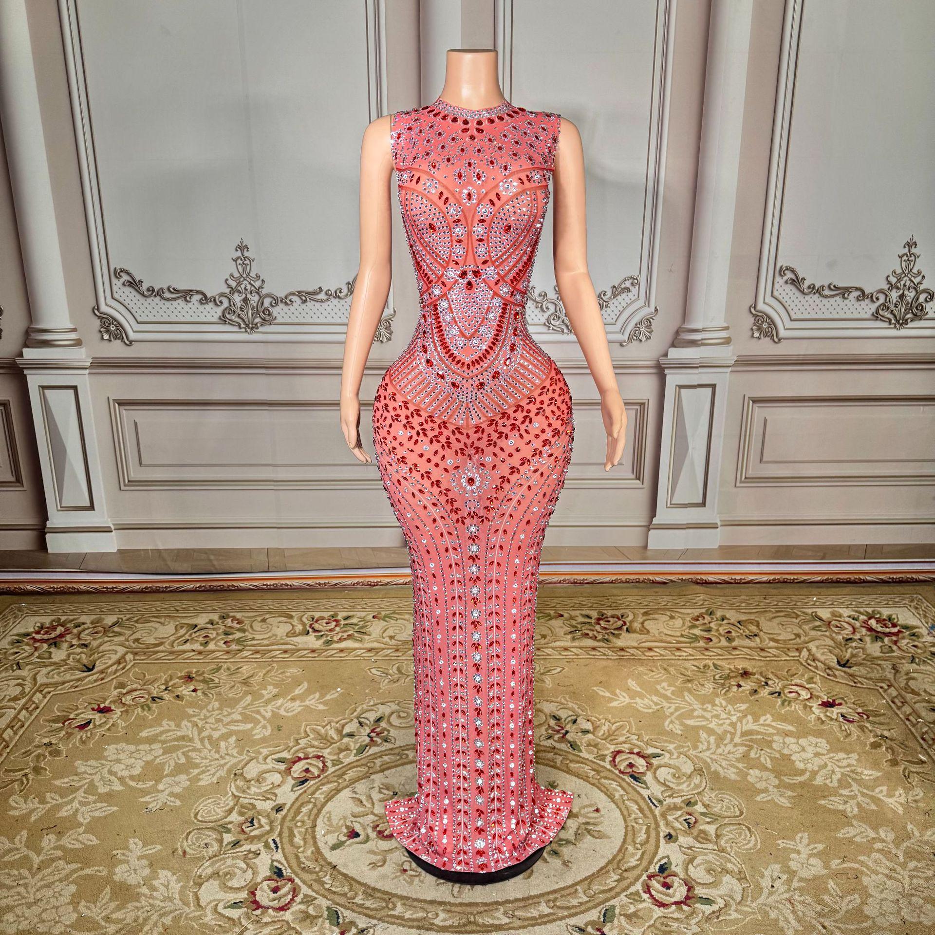

2026 Red Rhinestone Evening Gown for Weddings & Events L