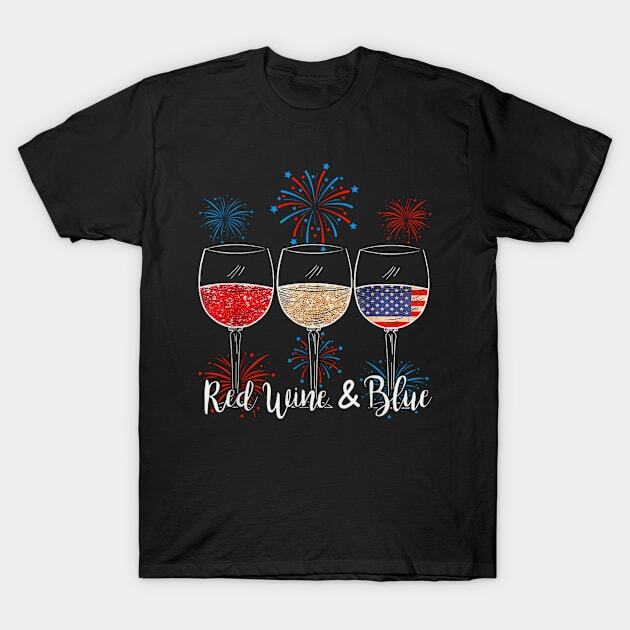 

American Flag Red White Blue Wine Glasses Made in Australia USA TShirt S5XL Unisex T-Shirt XXXXL
