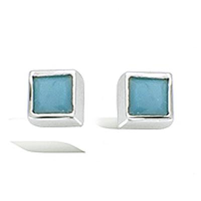 [Q1051] - Silberohrringe 'Boho' türkis silberfarben (rhodiniert) - 3x3 mm