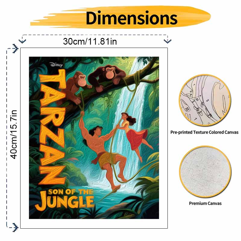 Disney Tarzan Jungle Adventure Handmade Diy Oil Painting Digital Painting Kit Home Living Room Entrance Decoration Hanging Painting