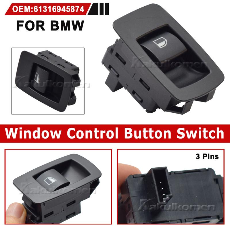 3Pins 61316945874 Black Electric Power Window Lifter Switch Button For BMW E71 E72 E83 E90 E91 E92 316i 318i 320i 2005-2015