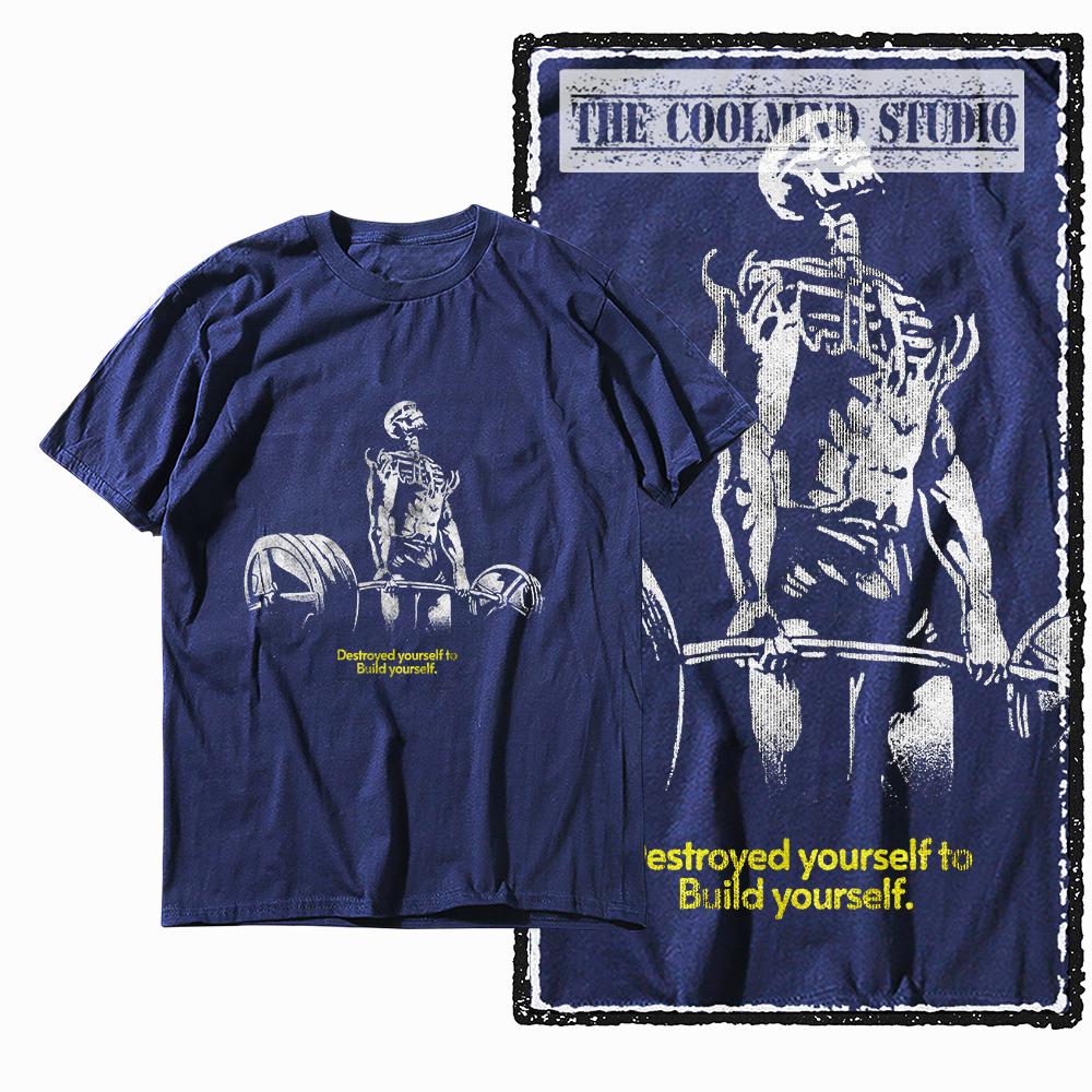 Coolmind Z107 1100% Cotton skull gym printed Exclusive Graphic Men T shirt Cotton cool men tshirt for men tee shirt