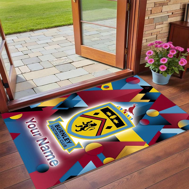 Crystal Velvet Rug Custom Name Text, Soft Non Slip Floor Mat Home DecorBurnley Football