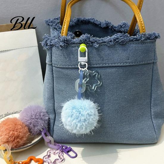 Bag Decorative Accessories Plush Ball Keychain, Fluffy Pompom Pendant with Hollow Star, Backpack Multi Purpose Hanging Accessory Purse Accessories,