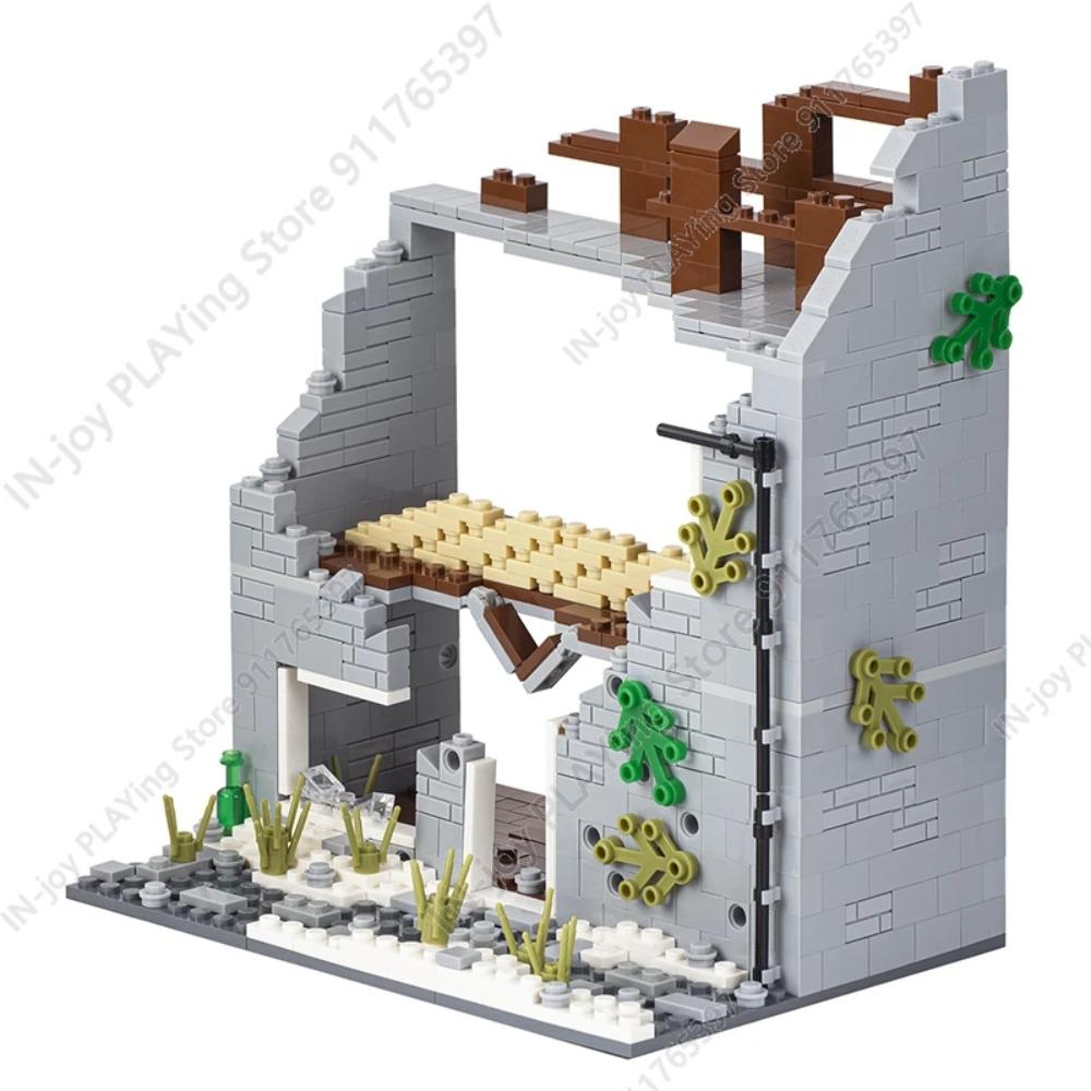 MOOXI Simulierte Militärkriegs-Bausteine WW2 Schlachtfeldruinen Artilleriekanonen Modell MOC Steine Erwachsenen-Set Spielzeug für Jungen