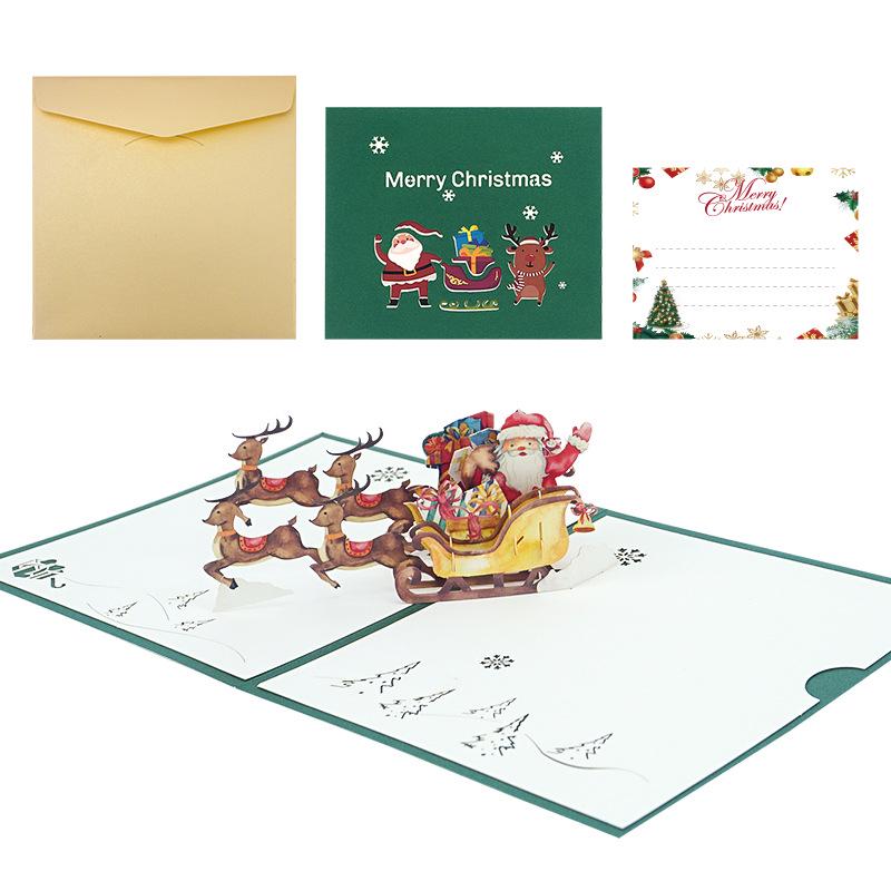 3D Pop-up Christmas Card with Custom Envelope and Hot Stamping