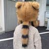 Winter Thickening Lei Feng Hat Season Thickened Cute Raccoon Tail Plush Cap Women Winter Windproof Thick Warm Ears Flaps Hat