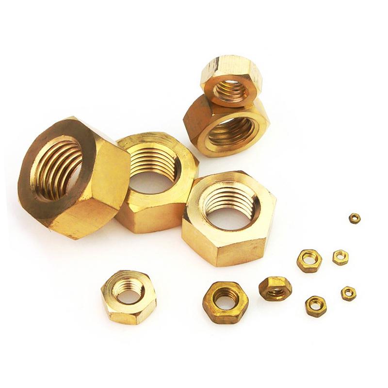 Brass-Copper Hex Set: Nut, Bolt & Cap (M2-M16)