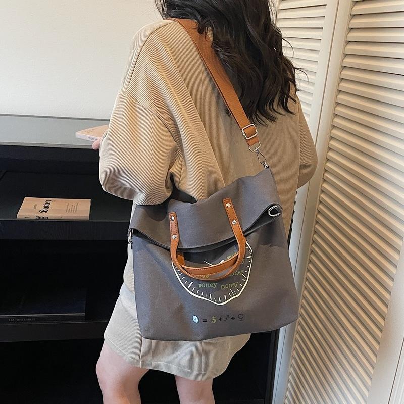 2026 New Fashi Printed Canvas Tote Bag Casual Simple Shoulder Bag for Women Girls Trendy Shopping Bag