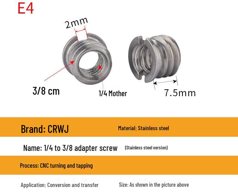 1/4 to 3/8 M4 M5 M6 M8 Screw Adapter for Tripod, Pan/Tilt Camera, Hot Shoe Mount & Light Stand