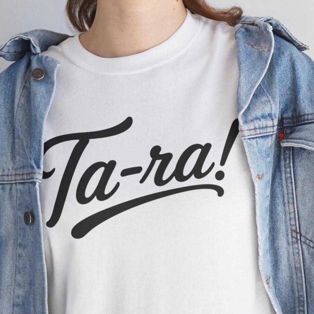 Ta-ra! Script Slogan Tee | Retro Handlettered Typography T-Shirt and kids tshirt