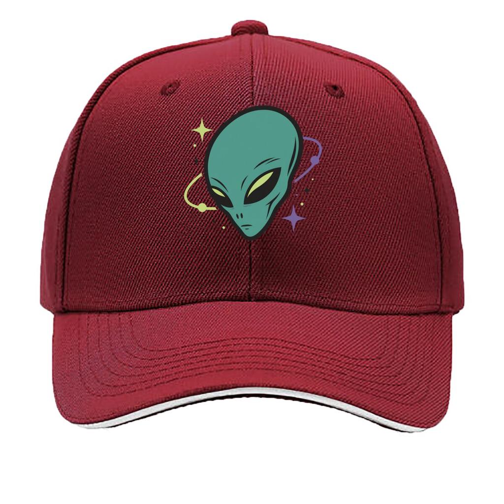 Retro Cosmic Visitor Face Emblem Sandwich Baseball Cap Sun Cap Outdoor Workouts Hat