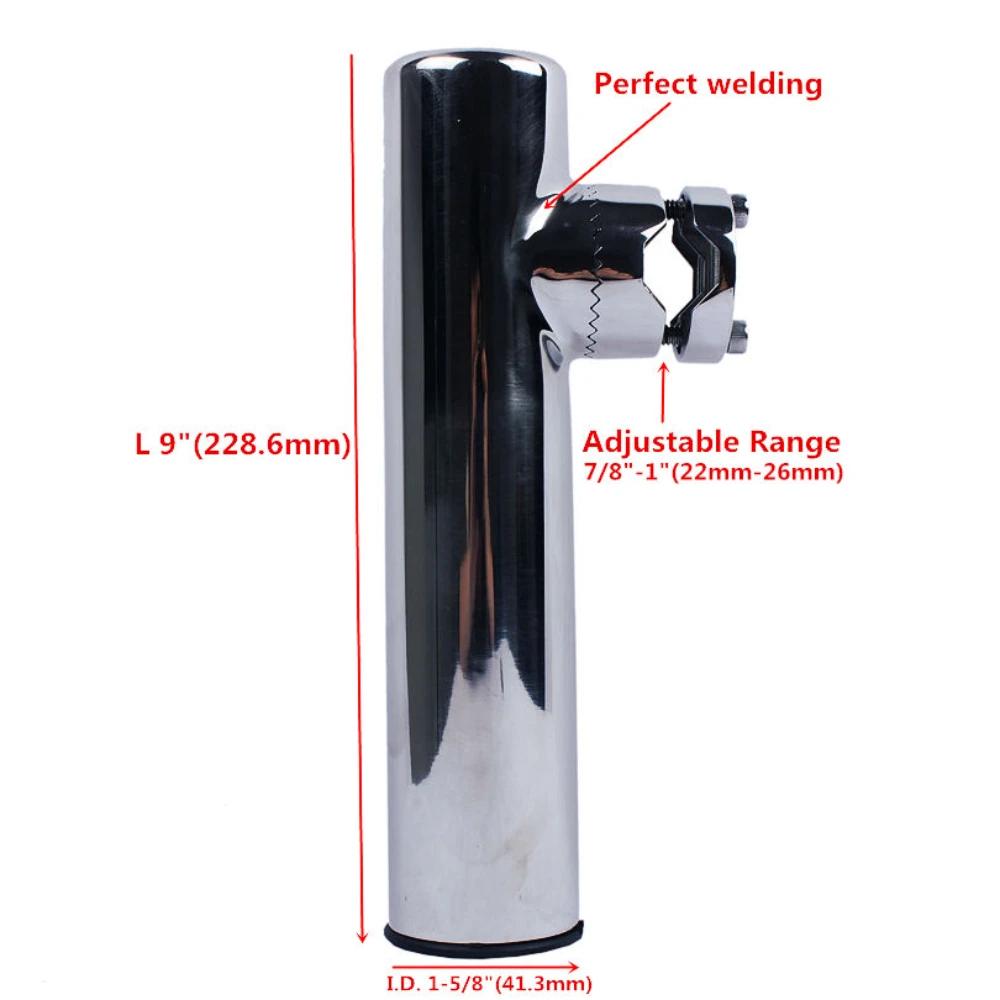 2PCS High Quality Marine Accessories Boat Stainless Steel Clamp On Fishing Rod Holder Rails for 7/8'' To 1'' Tubes