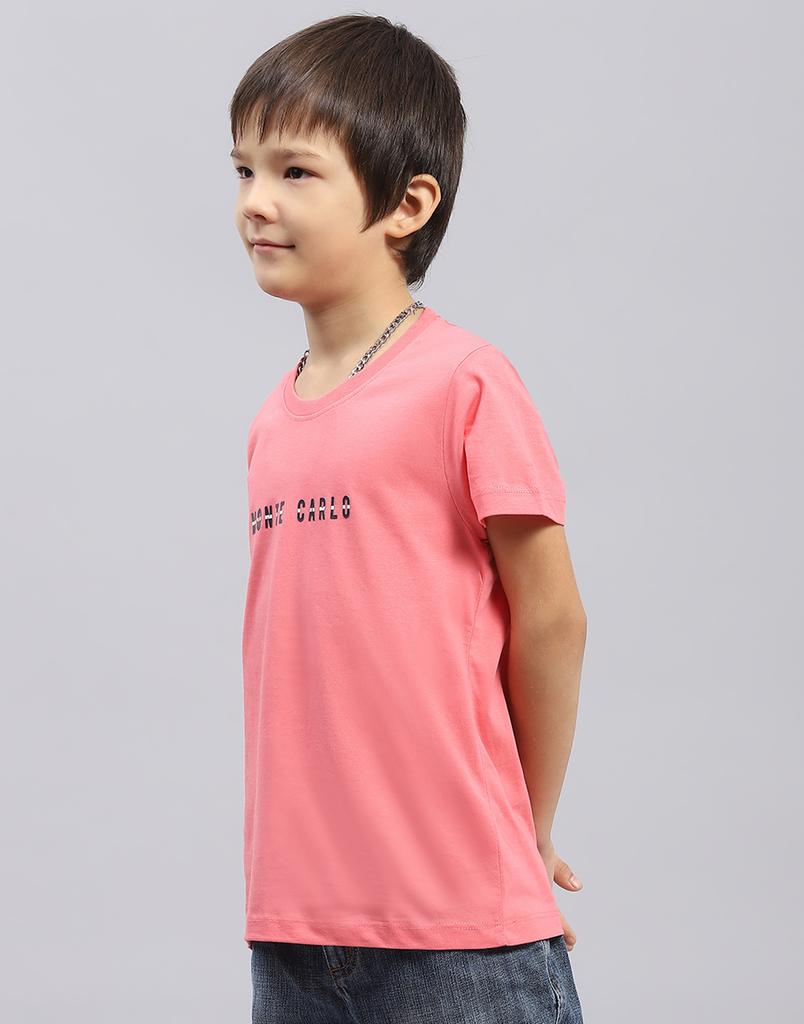 MONTE CARLO Boys Red Printed Round Neck Half Sleeve Regular Fit T-Shirt
