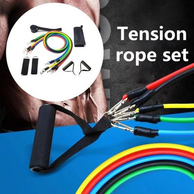 Juego de 11 Piezas/Set de Cuerdas de Tensión TPE Duraderas Banda Elástica Anti-Rotura para Entrenamiento Equipo de Fitness