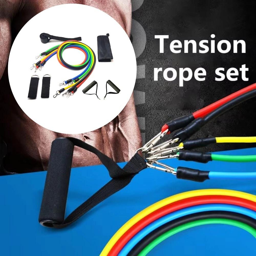 11Pcs/Set Durable TPE Tension Rope Set Anti-Break Elastic Training Band  Home Workout