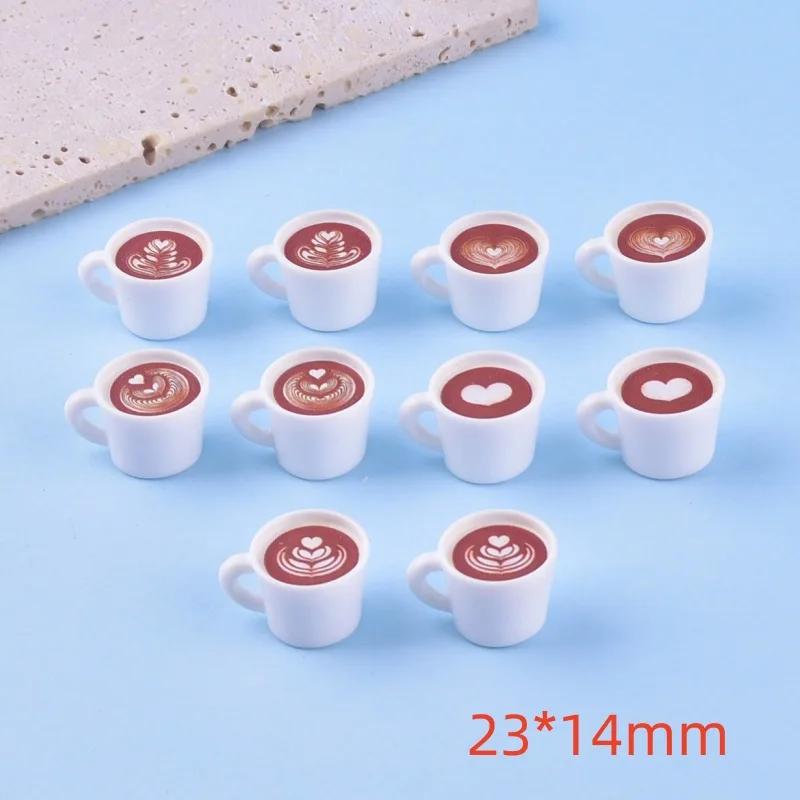 10Pcs Mini Miniature Coffee Cups Resin Charms Funny Cute Drink Diy Crafts Pendant For Earring Keychain Jewelry Make