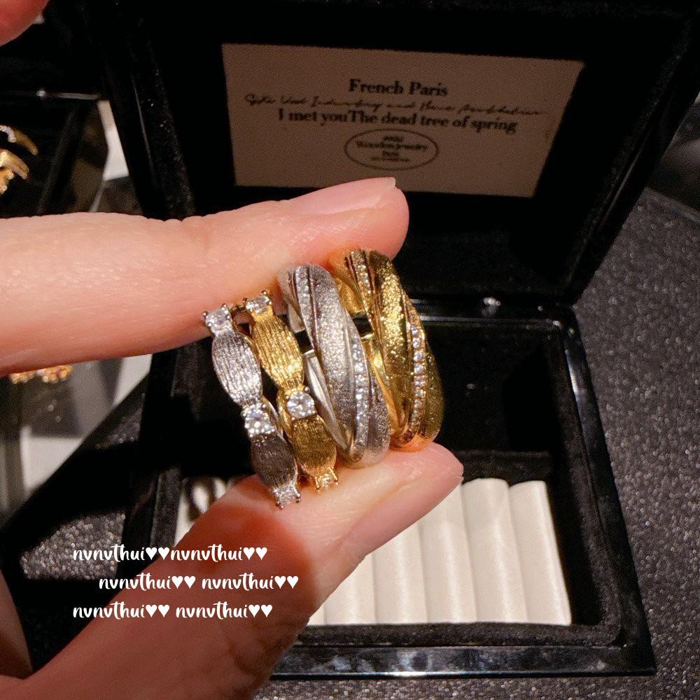 Vintage Italian Mobius Twist Bracelet with Pavé Diamonds and Hand-Brushed Zircon Ring