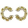 Women's Fashionable Exaggerated C-Shaped Metal Earrings with Color Gems and Rhinestones