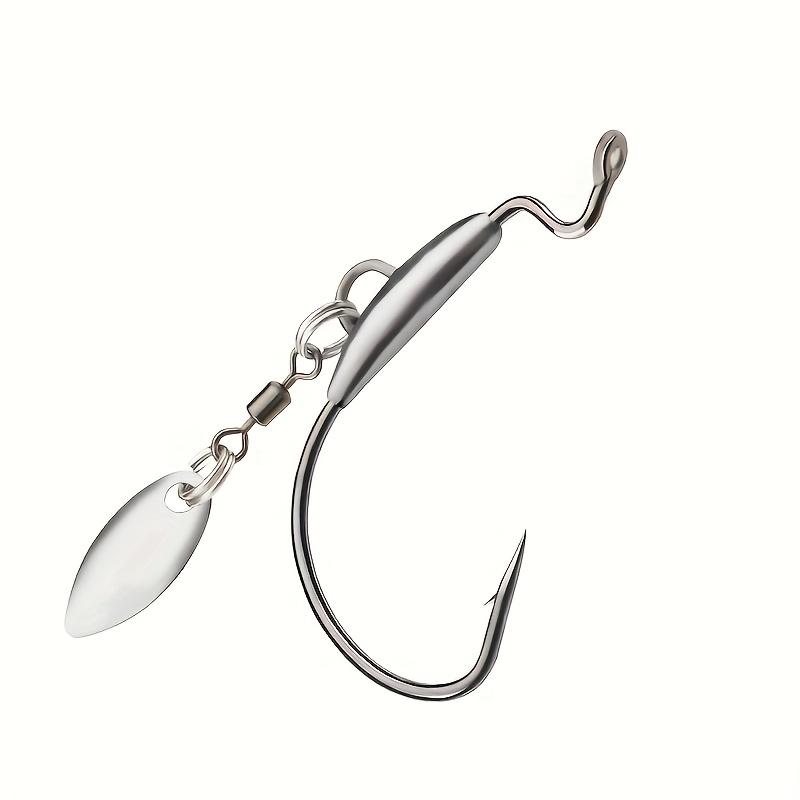 5pcs Heavy-Duty Lead Curved Fishing Hooks with Swivel Lead Head - Hook Point for Catfish, Carp, Pike, Trout - Sinkable Soft Bait for Texas Rig