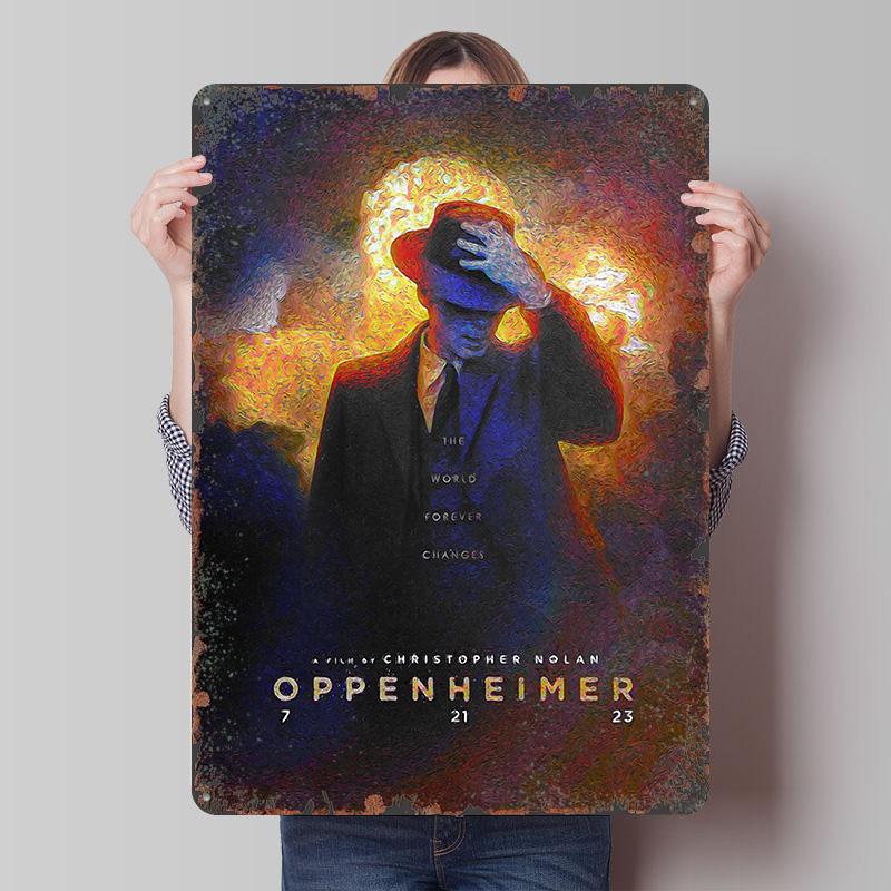 

Oppenheimer Poster Customized Wall Art Vintage Metal Signs Retro Tin Plaque for Man Cave Room Decoration Garage Decorations Home 20x30cm（7.8x11.8inch）