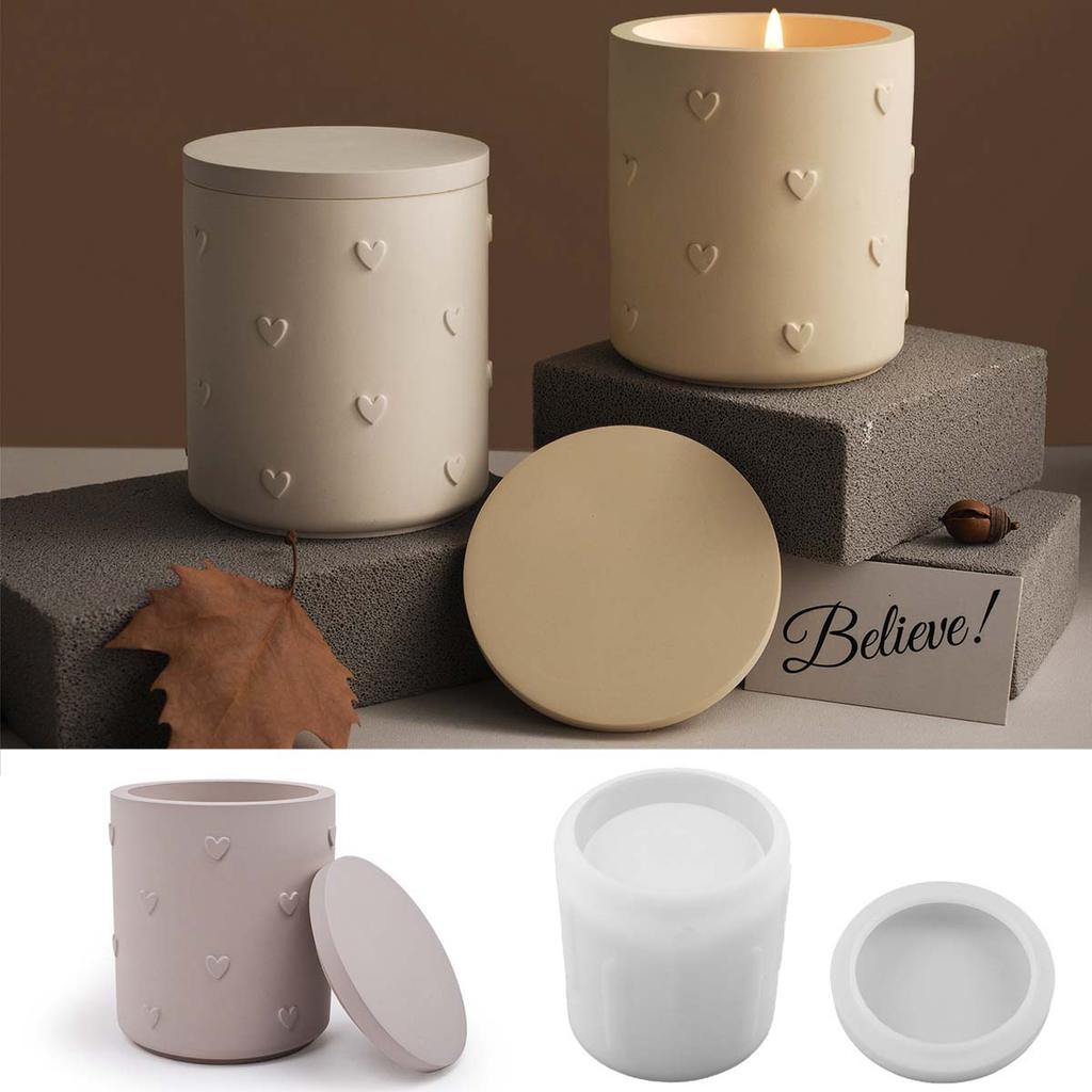 With Lid Jewelry Storage Box Silicone Mold DIY Cherrys Heart Candle Jar Casting Molds Plaster Resin Flowerpot Crafts Making Kit