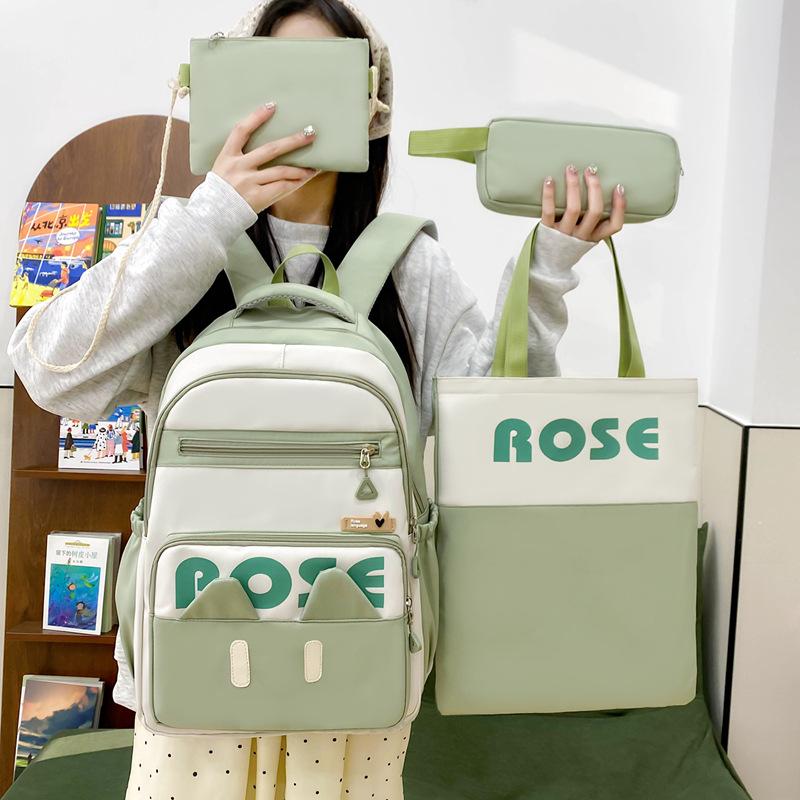 

New Backpack for Female Primary and Secondary School Students Korean Version Multi Layer Large Capacity Contrast Lightweight Backpack Bag