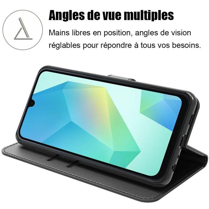 Coque - BOOLING - pour Samsung Galaxy A16 4G/5G - Protection Rabat Cuir PU Noir - 2 Verres Trempés