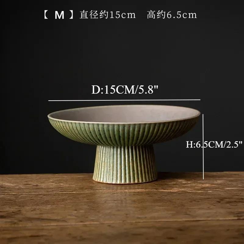 Haushalt Vintage Obstteller Keramik Snackschale Japanische Hoher Fuß Nussteller Speiseteller Wohnzimmer Süßigkeitsschale Küchenzubehör