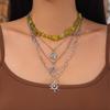 Bohemia Retro Irregular Colorful Crushed Stone Sun Stars Moon Dragonfly Butterfly Pendant Multi-layer Necklace for Women Jewelry