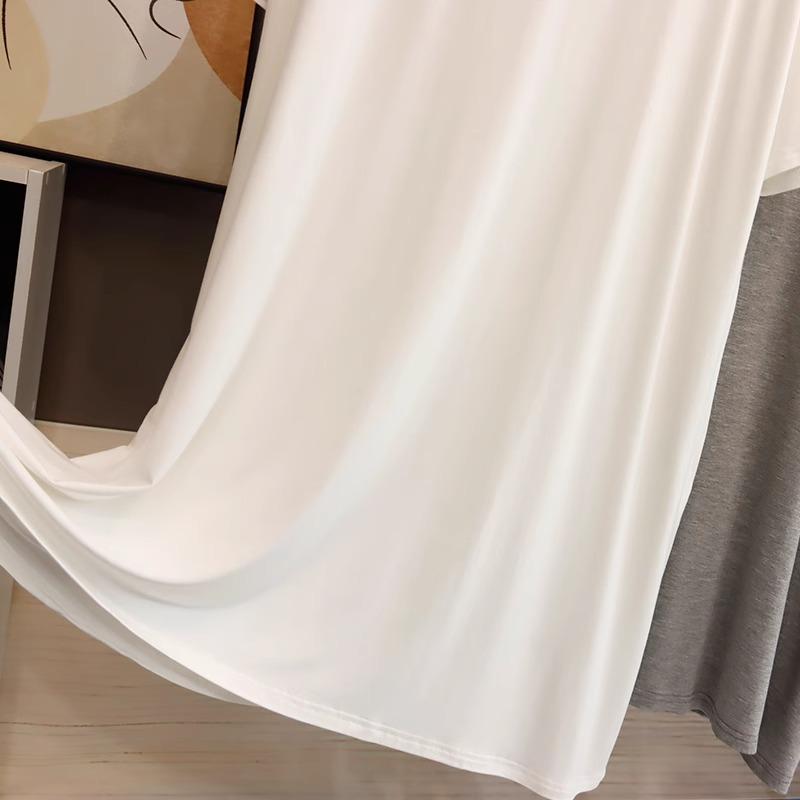 Women's Modal V-Neck Midi Dress - Loose, Plus Size, Summer Nightdress, Maternity