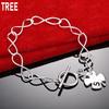 925 Sterling Silver Simple Four-Leaf Clover Side Chain Exquisite Bracelet Gift Jewelry