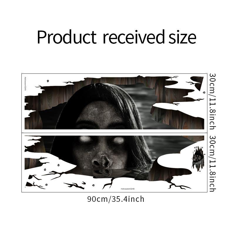 Vivid 3D Halloween Floor Wall Decals Scary Ghost Halloween Wall Stickers, Removable Peel And Stick Halloween Decor For Bedroom