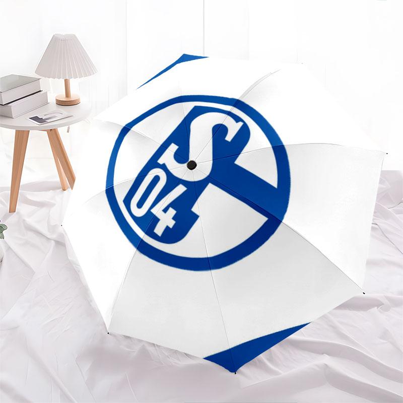 Motif FC Schalke 04, parapluie pliant automatique, design portable et pliable, 8 baleines, un cadeau de Noël ou d'anniversaire.